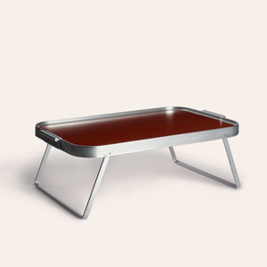 Lap Tray in Burnt Red with Silver Surronds