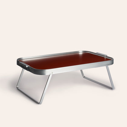 Lap Tray in Burnt Red with Silver Surronds