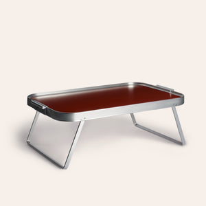 Lap Tray in Burnt Red with Silver Surronds